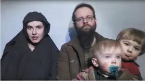  ?? TALIBAN MEDIA IMAGE VIA AP ?? Caitlan Coleman, Joshua Boyle and two of their children are seen in an image released by Taliban Media in December 2016. The family, which had been held captive in Afghanista­n for five years, was freed.