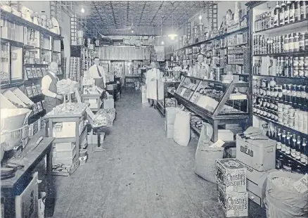  ?? ELLIS LITTLE LOCAL HISTORY ROOM, WATERLOO PUBLIC LIBRARY ?? The interior of Fischer's Grocery store on King Street in uptown Waterloo in 1922. A historical walk is scheduled for Aug. 4 at 11 a.m.