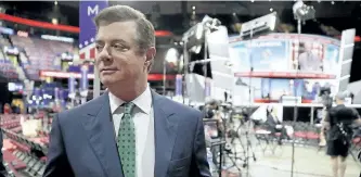  ?? THE ASSOCIATED PRESS FILES ?? In this photo taken July 17, 2016, Paul Manafort talks to reporters on the floor of the Republican National Convention at Quicken Loans Arena in Cleveland. The Senate Judiciary Committee plans to bring in Manafort for questionin­g of the Trump campaign...