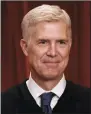  ?? OLIVIER DOULIERY/ABACA PRESS ?? Associate Justice Neil Gorsuch at the Supreme Court building on June 1 in Washington, D.C.