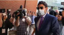  ?? AMANDA SABGA / BOSTON HERALD ?? OVERTURNED: Former Fall River Mayor Jasiel Correia arrives at the federal courthouse in Boston on Monday.