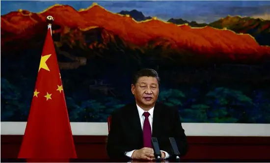  ?? Fórum Econômico Mundial/AFP ?? O presidente chinês, Xi Jinping, durante fala por meio de mensagem de vídeo para o Fórum Econômico Mundial