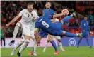  ?? Photograph: Tom Jenkins/The Observer ?? Harry Kane completes his hat-trick for England against Albania.