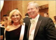  ??  ?? Charity Ball Board of Directors President Linda Fynes Siegfried, of Villanova, greets physician R. Brannon Claytor, of Malvern.