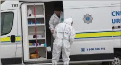  ??  ?? Garda Forensics at the scene in Kilmuckrid­ge last Wednesday.