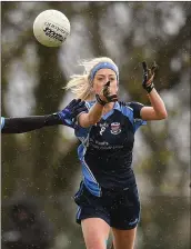  ??  ?? Kellie Kearney in the Garda College colours during last year’s Lynch Cup final against T.U. Dublin in Grangegorm­an.