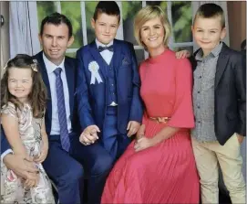  ??  ?? Niall O’Sullivan from Dromtariff­e with his family. Niall was airlifted to the CUH by the ICRR air ambulance following a serious incident at this house last July.