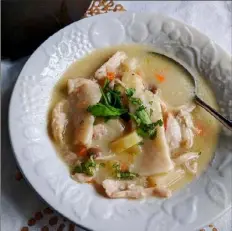  ?? Gretchen McKay/Post-Gazette ?? Chicken and dumplings provide old-fashioned comfort food that’s perfect for chilly winter nights.