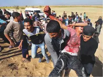  ?? Reuters ?? ■ Palestinia­n teenager Tahreer Abu Sabala, who is reportedly deaf, was shot and wounded in the head during clashes with Israeli troops, at Israel- Gaza border, in the southern part of the enclave yesterday.