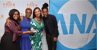  ?? PICTURE: MATTHEWS BALOYI/AFRICAN NEWS AGENCY (ANA) ?? TIME TO SHINE: Jabulile Smith, Hazel Shozi, Lauran Chavez and Kagiso Tshepe won gold in the Mobile Media for PR section during the Prism Awards held in Johannesbu­rg.