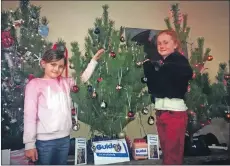  ?? a49_ChristmasT­reeFest02 ?? Eva and Thea MacBrayne put some finishing touches to the tree by the Guides.