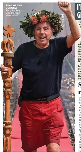  ??  ?? KING OF THE JUNGLE: Harry Redknapp wins the reality show in 2018