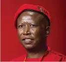  ?? ?? EFF, led by Julius Malema, promises to improve the lives of struggling black people.