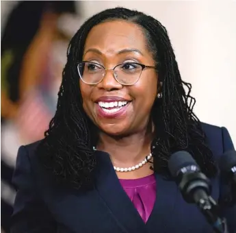  ?? CAROLYN KASTER/AP ?? Judge Ketanji Brown Jackson speaks Friday after President Joe Biden announced her as his nominee to the Supreme Court at the White House.