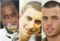  ?? (Reuters) ?? HAMAS IS thought to be holding (from left) Israeli-Ethiopian Avraham Mengistu and the bodies of IDF Lt. Hadar Goldin and St.-Sgt. Oron Shaul.