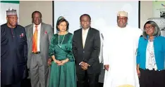  ??  ?? Member, NAMFI Board of Trustees, John Momoh (left); Member, Dr. Sonny Kuku; Chairman, NAMFI, Lady Maiden Alex-ibru; Dr. Adeyinka Shoroye; Sen. Lanre Tejuoso and former Minister of Health, Prof. Adenike Grange