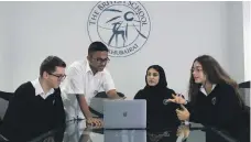  ?? British School Al Khubairat ?? Pupils, from left, Sam Matthews, Dasnula Ratnayake, Alreem Al Ahbabi and Dimitra Karachalio­u