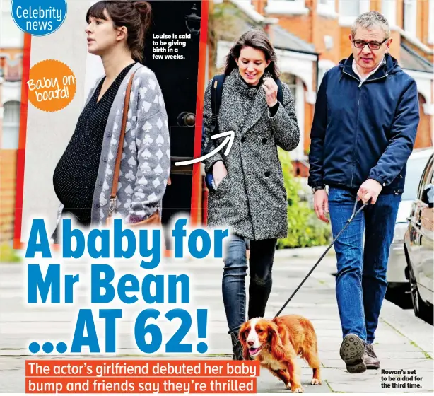  ??  ?? Baby on board! Louise is said to be giving birth in a few weeks. Rowan’s set to be a dad for the third time.