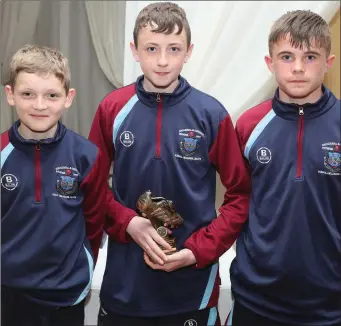  ??  ?? Patrick O’Connell, Dylan O’Boyle and Ultan McLoughlin were the finalists in the ETP player of the year under 13.
