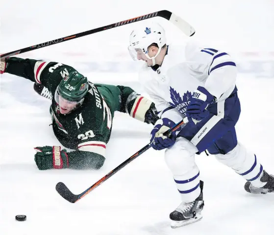  ?? HANNAH FOSLIEN / THE CANADIAN PRESS ?? Toronto Maple Leafs winger Zach Hyman returns to the Leafs’ lineup Saturday night against Florida after missing two games because of a suspension for his late hit on Boston defenceman Charlie McAvoy a week ago.