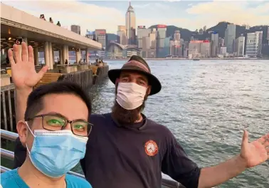  ??  ?? Pedersen (right) has been stranded in Hong Kong since January due to the Covid19 pandemic.