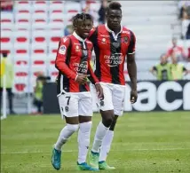  ?? (Photo Sébastien Botella) ?? En l’absence de Plea, Saint-Maximin et Balotelli doivent prendre le relais, ce soir à Strasbourg.