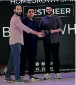  ?? ?? Team Bira91 White receives the award in Best Beer category.