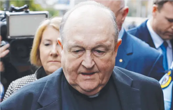  ?? Picture: AAP IMAGE ?? GUILTY: Archbishop Philip Wilson leaves Newcastle Local Court after being sentenced yesterday to 12 months in jail for concealing historical child sexual abuse and (inset) victim Peter Creigh outside court.