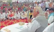  ?? ANI ?? CM Manohar Lal Khattar speaks during a public programme at Bagpur Khurd village in Palwal on Wednesday.