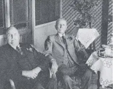  ?? Picture: SUPPLIED ?? Davey Green (left) celebratin­g a birthday with Joe Hodel on the veranda of Green’s home Kardinia, which had formerly housed the first Japanese Consulate in Australia. The house still stands in Victoria Street, Townsville.