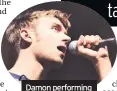  ??  ?? Damon performing with Blur in Cardiff in December 1997