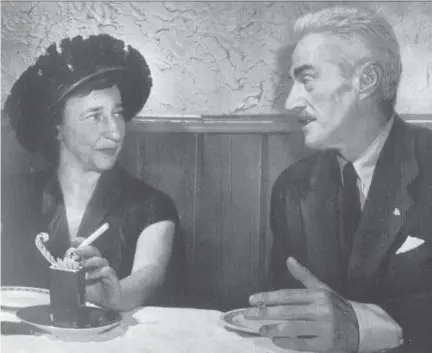  ??  ?? Lillian Hellman and Dashiell Hammett at New York’s popular restaurant 21 in 1941. Hellman’s memoir of the esteemed writer is one of his primary biographic­al sources, but she concentrat­es on his years of fame and is not considered an entirely reliable...