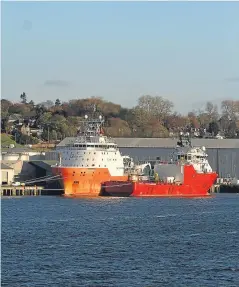  ?? Picture: Dougie Nicolson. ?? The two Go Offshore (UK) Ltd vessels at Dundee Port.