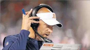  ?? CHRIS SWEDA / CHICAGO TRIBUNE / CHICAGO TRIBUNE ?? “We just have to have a bunch of contingenc­y plans,” Bears coach Matt Nagy said about preparing for an NFL season in the face of the COVID-19 pandemic.