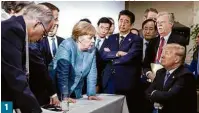  ?? Jesco Denzel/Divulgação Presidênci­a da Alemanha ?? Foto tirada pelo fotógrafo de Angela Merkel (Alemanha ) 1 na reunião do G7 viralizou; a mesma cena retratada pela equipe de Emmanuel Macron (França) 2 , de Giuseppe Conte (Itália) 3 ede Donald Trump (EUA) 4