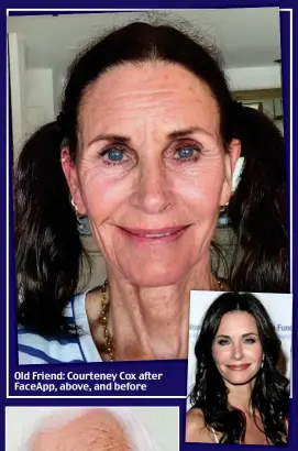  ??  ?? Old Friend: Courteney Cox after FaceApp, above, and before
