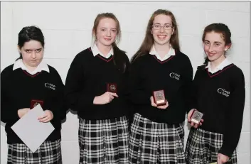  ??  ?? First Year tutor awards, Amy Pegman, Donna Gardiner, Amy Costello and Ciara Wilkinson