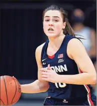  ?? Michael Conroy / Associated Press ?? UConn guard Nika Muhl plays against Butler in a Feb. 27 game.