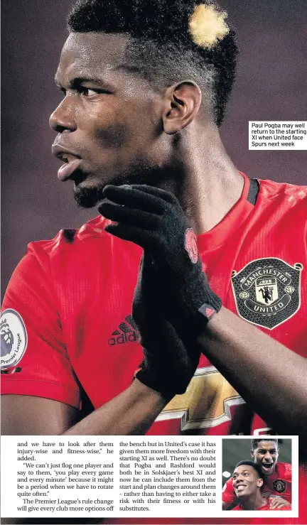  ??  ?? Paul Pogba may well return to the starting XI when United face Spurs next week