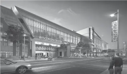  ?? TVSDESIGN AND EUA ?? Downtown Milwaukee’s Wisconsin Center expansion project will likely cost more than its $420 million initial price tag due to inflation.