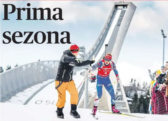  ?? Foto: Petr Slavík, Český biatlon ?? Krásný konec Gabriela Koukalová zakončila parádní biatlonovo­u sezonu pod můstky na Holmenkoll­enu dvěma druhými místy ve stíhacím a hromadném závodě.