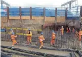  ?? PHIL MARSH ?? Steel reinforcem­ent for parts of the new viaduct are being prepared ahead of the delivery of concrete.