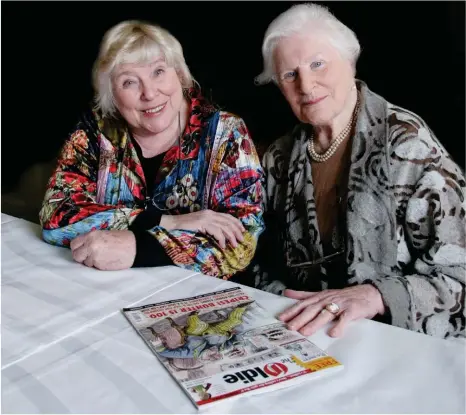  ??  ?? Keep on smiling: writers Fay Weldon and Diana Athill (1917-2019), who loved her retirement home, at an Oldie lunch, 2008