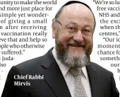  ?? PHOTO: GETTY IMAGES ?? Chief Rabbi Mirvis