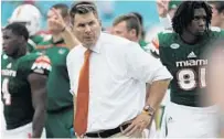  ?? MICHAEL LAUGHLIN/SUN SENTINEL ?? Al Golden, seen after Miami’s 58-0 loss to Clemson in 2015, has sued UM for breach of contract. He was fired a day after the game.