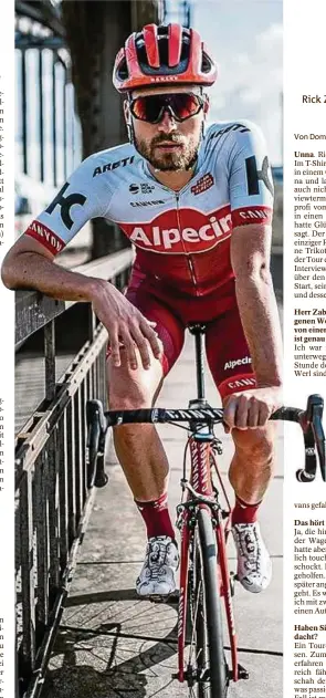  ??  ?? Startklar: Radprofi Rick Zabel aus Unna bestreitet in Frankreich seinen zweiten Tour-Start der Karriere. Foto: Instagram