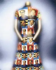  ??  ?? Vivienne Tam’s Mao photoprint dress An Alexander McQueen dress (Fall 2006) with Chinoiseri­e print