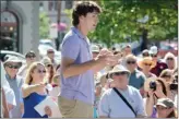  ?? Daily Courier file photo ?? Justin Trudeau speaks to a gathering of about 200 people in Kerry Park during a visit to Kelowna as Liberal leader in July 2013. The Liberal party announced Tuesday its caucus will meet in Kelowna Sept. 5-7.