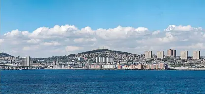  ??  ?? A panoramic view of Dundee and its waterfront, pictured looking across the river from Fife.