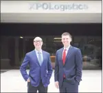  ?? Hearst Connecticu­t Media file photo ?? XPO Logistics CEO Bradley Jacobs, left, and President Troy Cooper outside the company’s headquarte­rs at 5 American Lane in Greenwich on July 25, 2017.